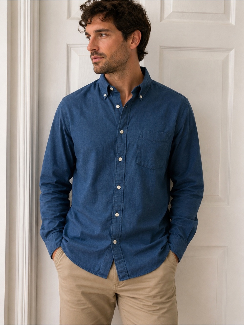 Merona Men's XL Indigo Blue classic/preppy oxford-style button-down. 100% cotton